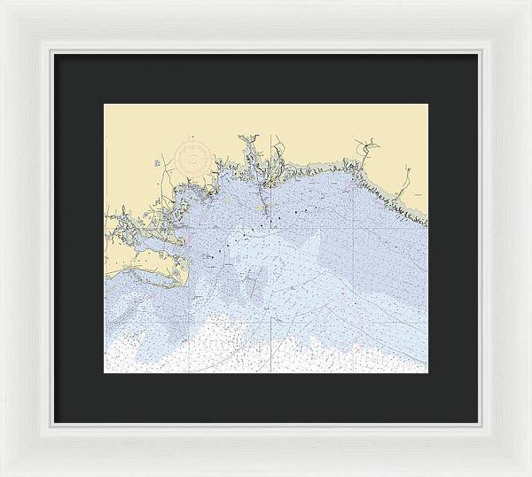 Apalachee-bay -florida Nautical Chart _v6 - Framed Print