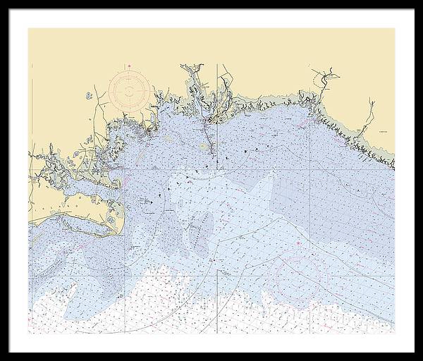 Apalachee-bay -florida Nautical Chart _v6 - Framed Print