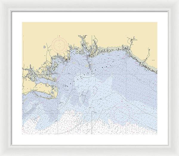 Apalachee-bay -florida Nautical Chart _v6 - Framed Print