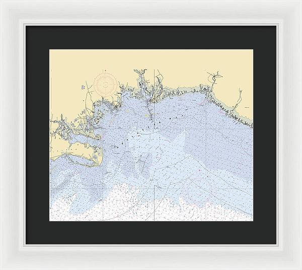 Apalachee-bay -florida Nautical Chart _v6 - Framed Print