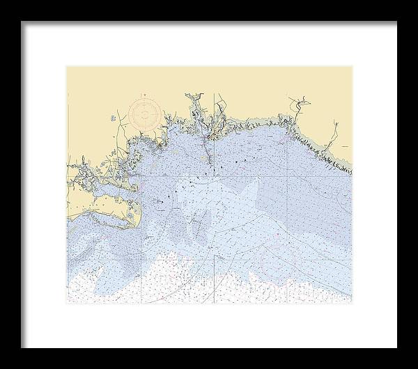 Apalachee-bay -florida Nautical Chart _v6 - Framed Print