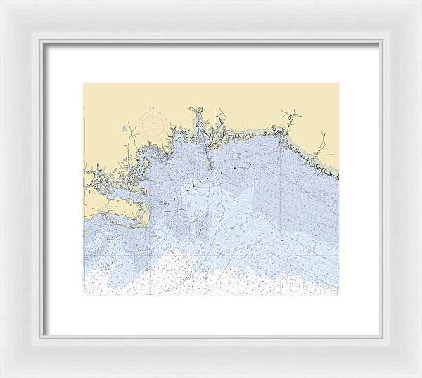 Apalachee-bay -florida Nautical Chart _v6 - Framed Print