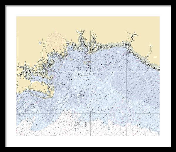 Apalachee-bay -florida Nautical Chart _v6 - Framed Print