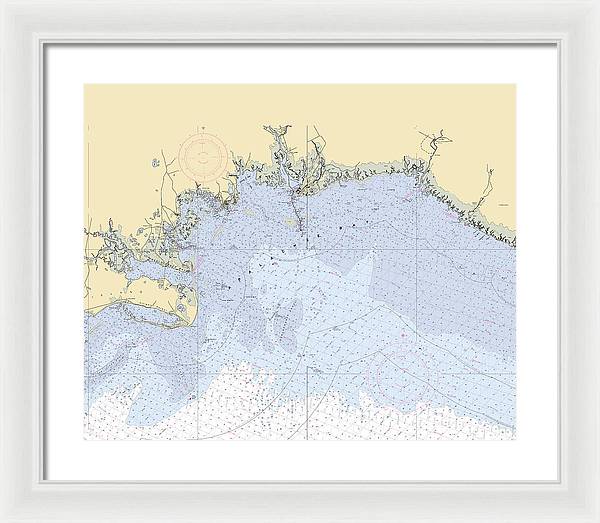 Apalachee-bay -florida Nautical Chart _v6 - Framed Print