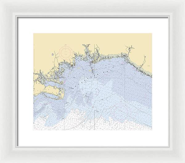 Apalachee-bay -florida Nautical Chart _v6 - Framed Print