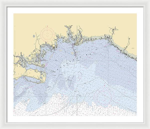 Apalachee-bay -florida Nautical Chart _v6 - Framed Print