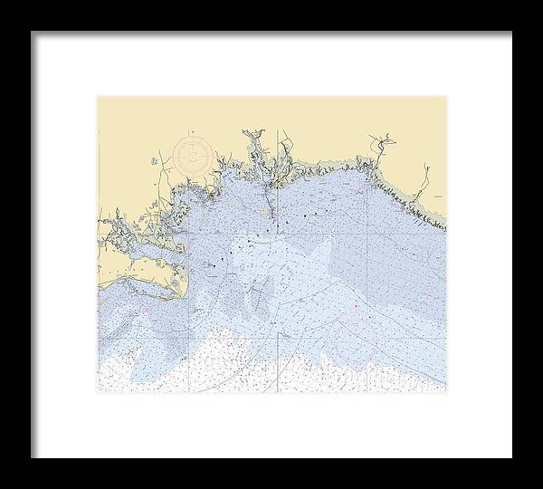 Apalachee-bay -florida Nautical Chart _v6 - Framed Print