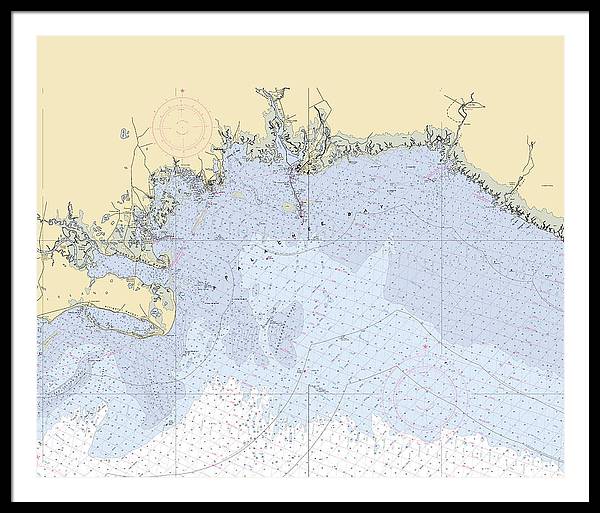 Apalachee-bay -florida Nautical Chart _v6 - Framed Print