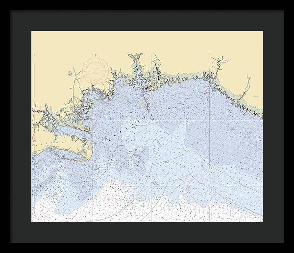 Apalachee-bay -florida Nautical Chart _v6 - Framed Print