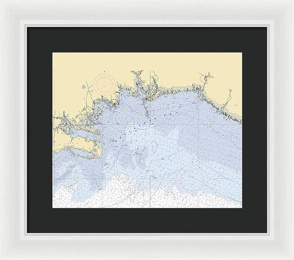 Apalachee-bay -florida Nautical Chart _v6 - Framed Print