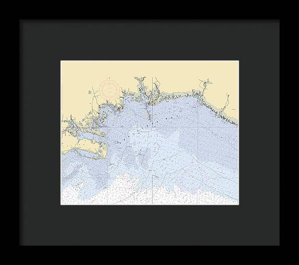 Apalachee-bay -florida Nautical Chart _v6 - Framed Print