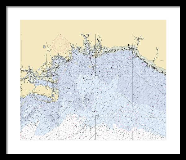 Apalachee-bay -florida Nautical Chart _v6 - Framed Print