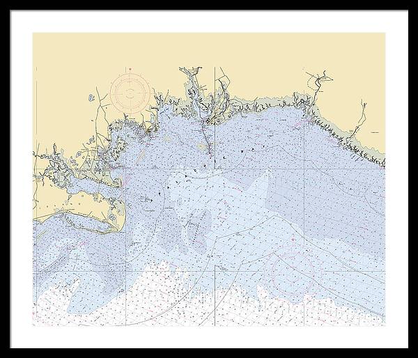 Apalachee-bay -florida Nautical Chart _v6 - Framed Print