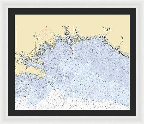 Apalachee-bay -florida Nautical Chart _v6 - Framed Print