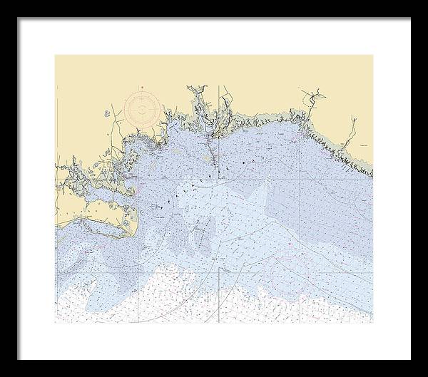 Apalachee-bay -florida Nautical Chart _v6 - Framed Print