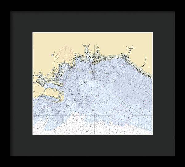 Apalachee-bay -florida Nautical Chart _v6 - Framed Print