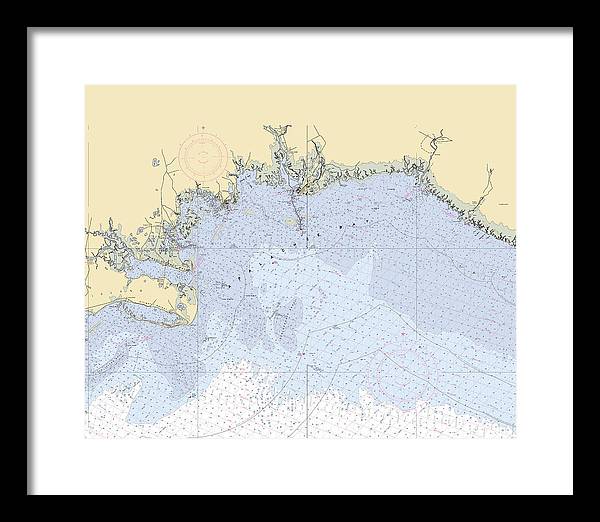 Apalachee-bay -florida Nautical Chart _v6 - Framed Print