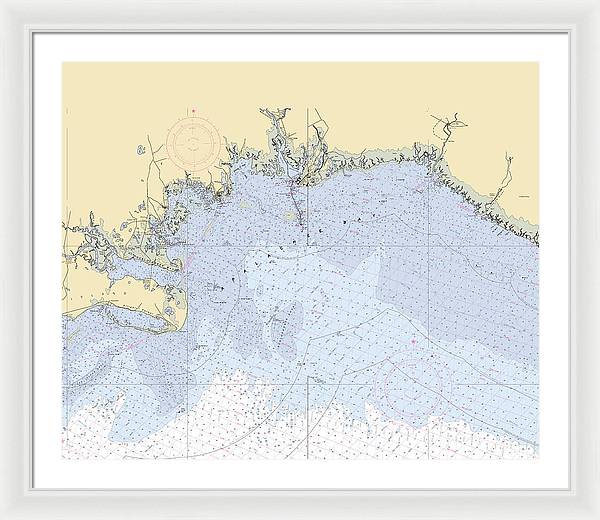 Apalachee-bay -florida Nautical Chart _v6 - Framed Print