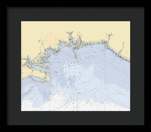 Apalachee-bay -florida Nautical Chart _v6 - Framed Print