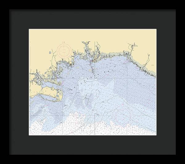 Apalachee-bay -florida Nautical Chart _v6 - Framed Print