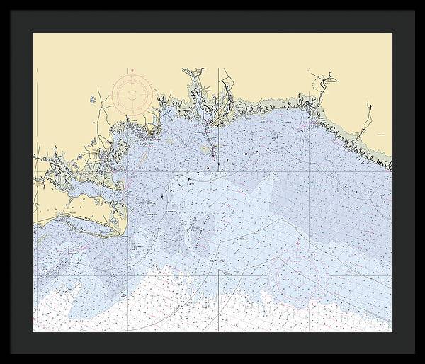 Apalachee-bay -florida Nautical Chart _v6 - Framed Print