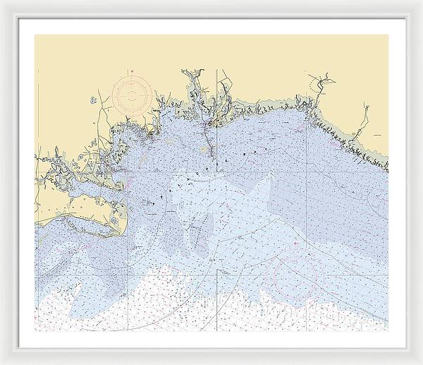 Apalachee-bay -florida Nautical Chart _v6 - Framed Print