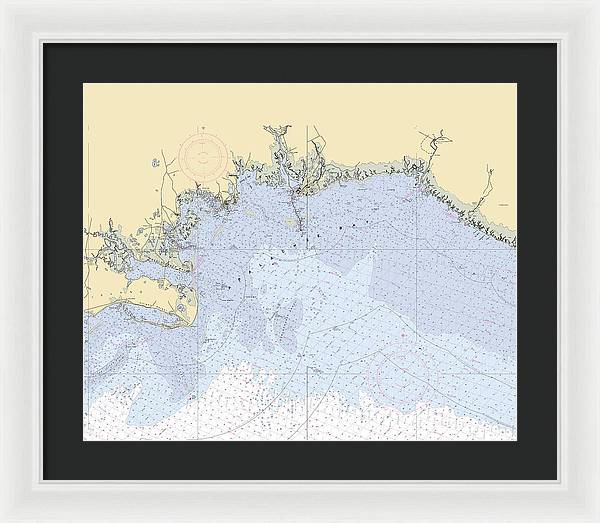 Apalachee-bay -florida Nautical Chart _v6 - Framed Print