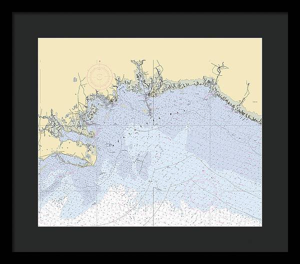 Apalachee-bay -florida Nautical Chart _v6 - Framed Print