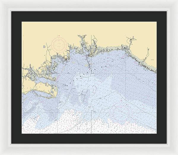 Apalachee-bay -florida Nautical Chart _v6 - Framed Print