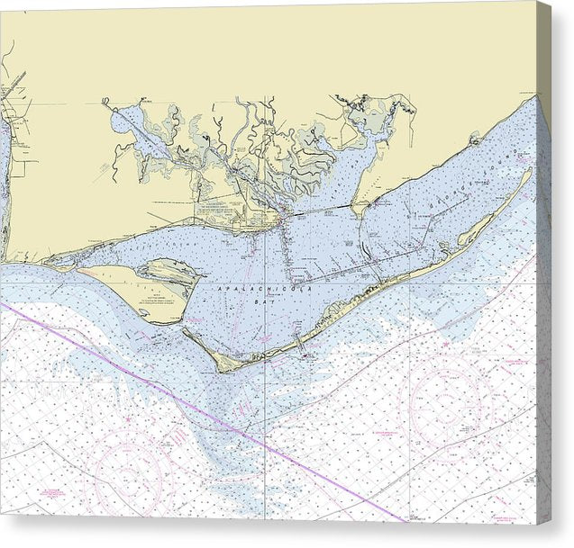 Apalachicola Bay Florida Nautical Chart Canvas Print