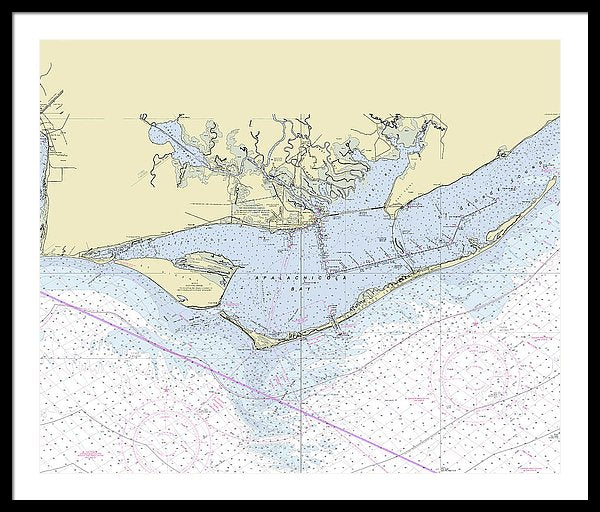 Apalachicola Bay Florida Nautical Chart - Framed Print