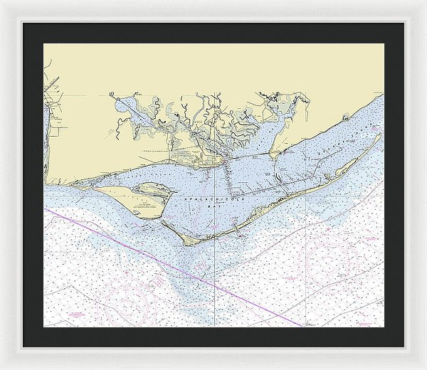 Apalachicola Bay Florida Nautical Chart - Framed Print