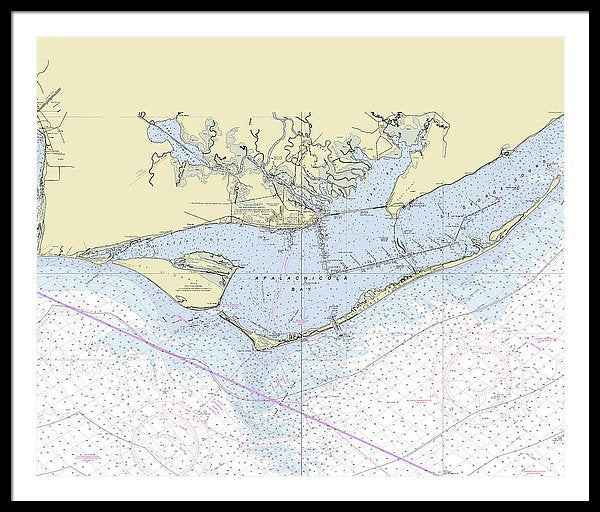 Apalachicola Bay Florida Nautical Chart - Framed Print