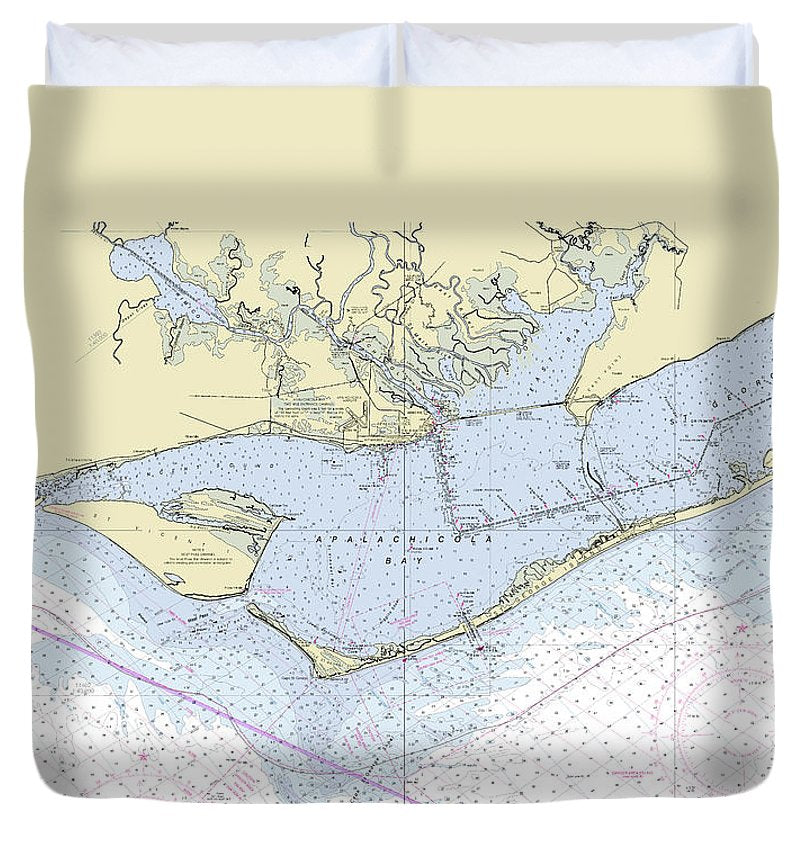 Apalachicola Bay Florida Nautical Chart Duvet Cover
