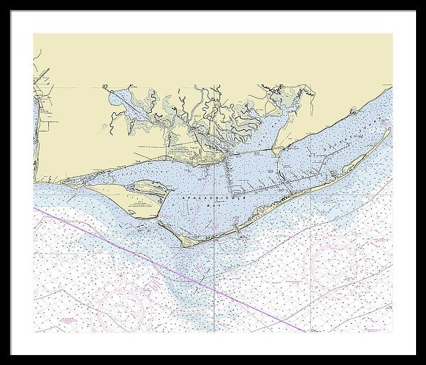 Apalachicola Bay Florida Nautical Chart - Framed Print