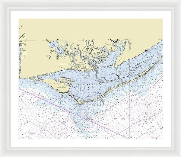 Apalachicola Bay Florida Nautical Chart - Framed Print