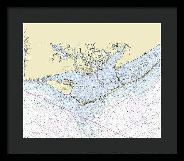 Apalachicola Bay Florida Nautical Chart - Framed Print