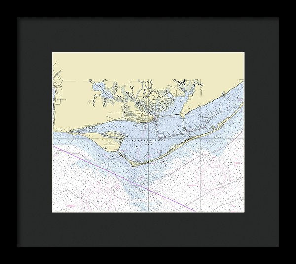 Apalachicola Bay Florida Nautical Chart - Framed Print