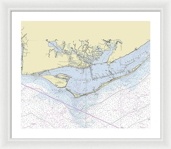 Apalachicola Bay Florida Nautical Chart - Framed Print