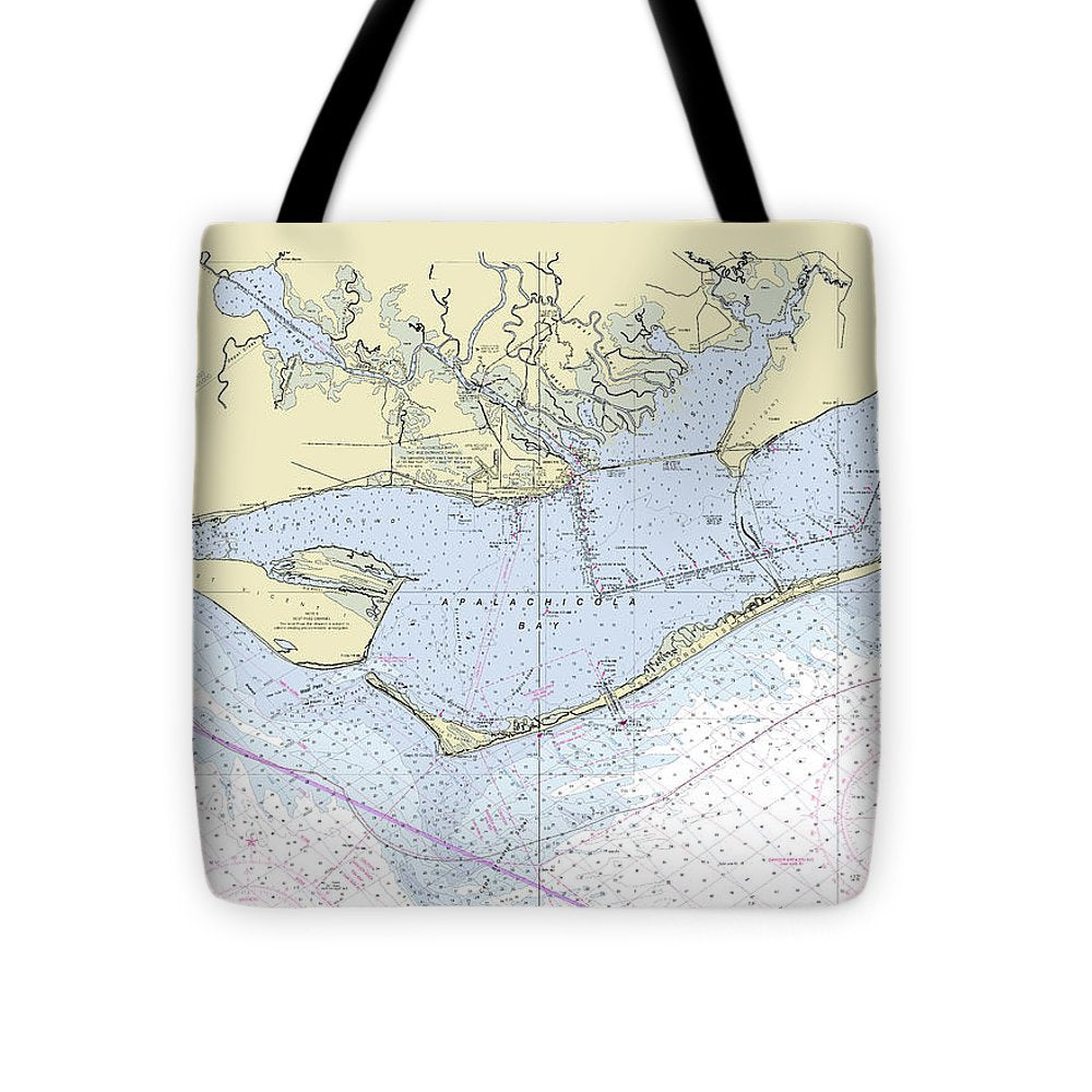 Apalachicola Bay Florida Nautical Chart - Tote Bag