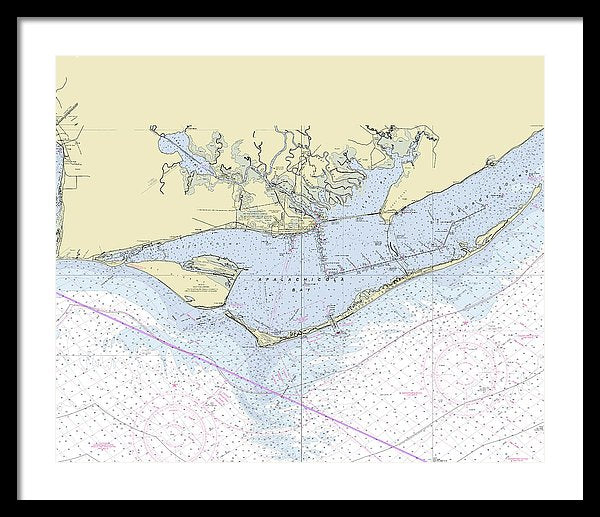 Apalachicola Bay Florida Nautical Chart - Framed Print