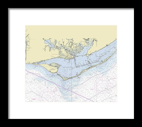 Apalachicola Bay Florida Nautical Chart - Framed Print