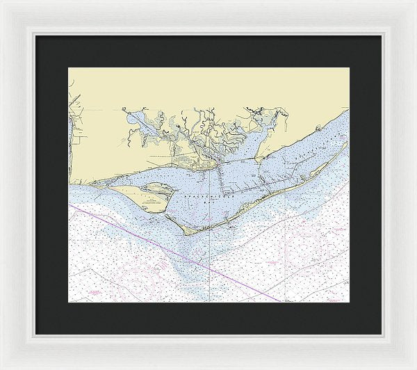 Apalachicola Bay Florida Nautical Chart - Framed Print