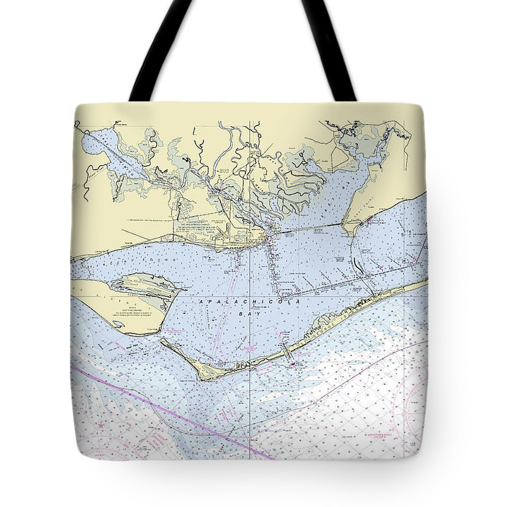 Apalachicola Bay Florida Nautical Chart - Tote Bag