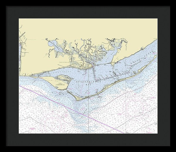 Apalachicola Bay Florida Nautical Chart - Framed Print