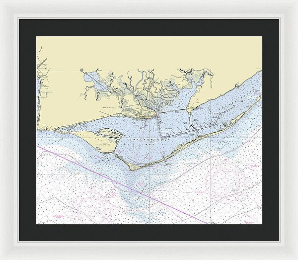 Apalachicola Bay Florida Nautical Chart - Framed Print