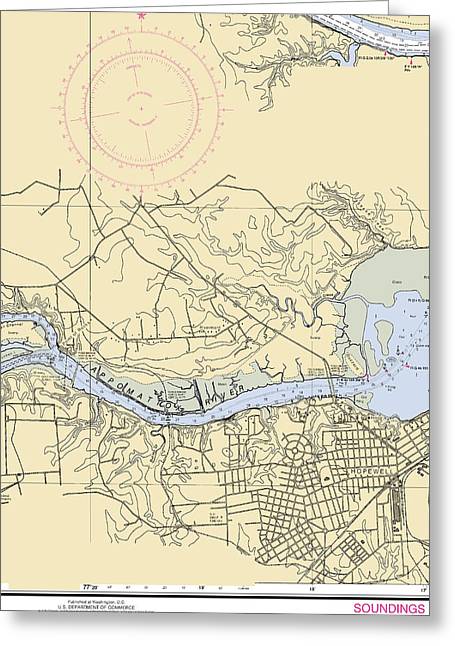 Appomattox River-virginia Nautical Chart - Greeting Card