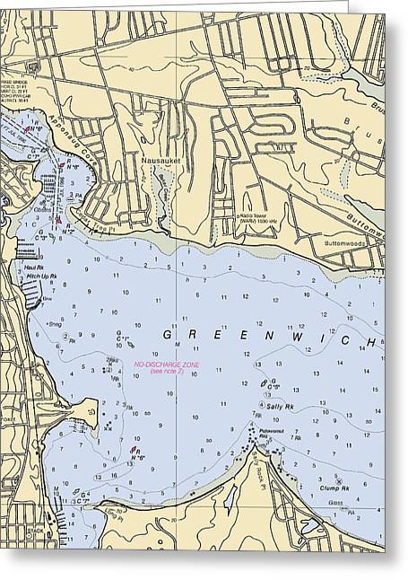 Apponaug-rhode Island Nautical Chart - Greeting Card