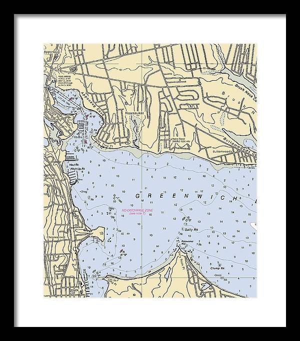 Apponaug-rhode Island Nautical Chart - Framed Print