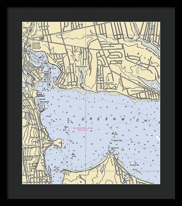 Apponaug-rhode Island Nautical Chart - Framed Print